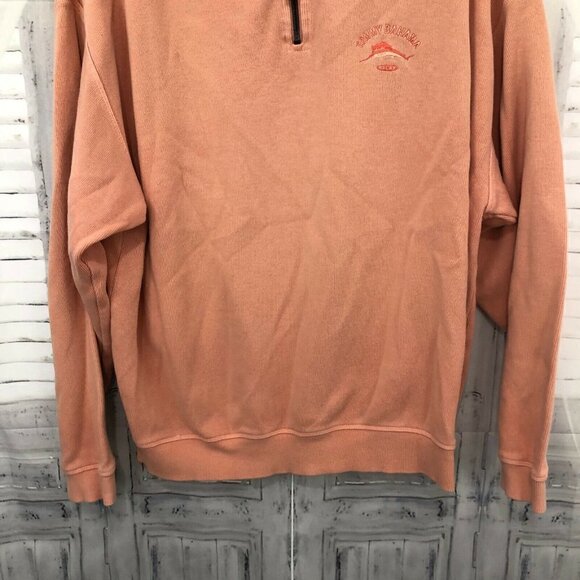 Tommy Bahama Men's Large Sweater  Relax Orange Half Zip Pullover 100% Cotton - Picture 3 of 6